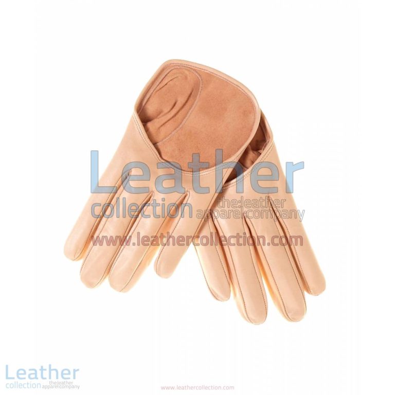 Beige Short Fashion Leather Gloves | short gloves,fashion leather gloves