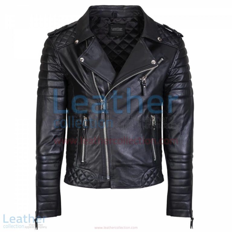 Biker Men Black Quilted Leather Jacket | black quilted leather jacket,men quilted leather jacket