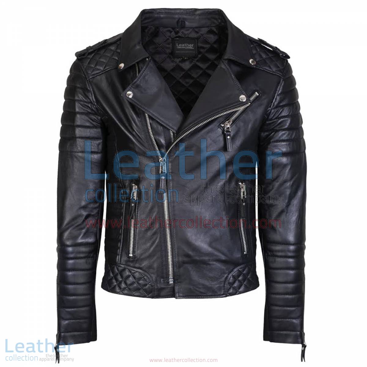 Biker Men Black Quilted Leather Jacket | black quilted leather jacket,men quilted leather jacket