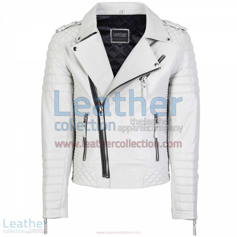 Biker Mens White Quilted Leather Jacket | white quilted leather jacket,mens quilted leather jacket