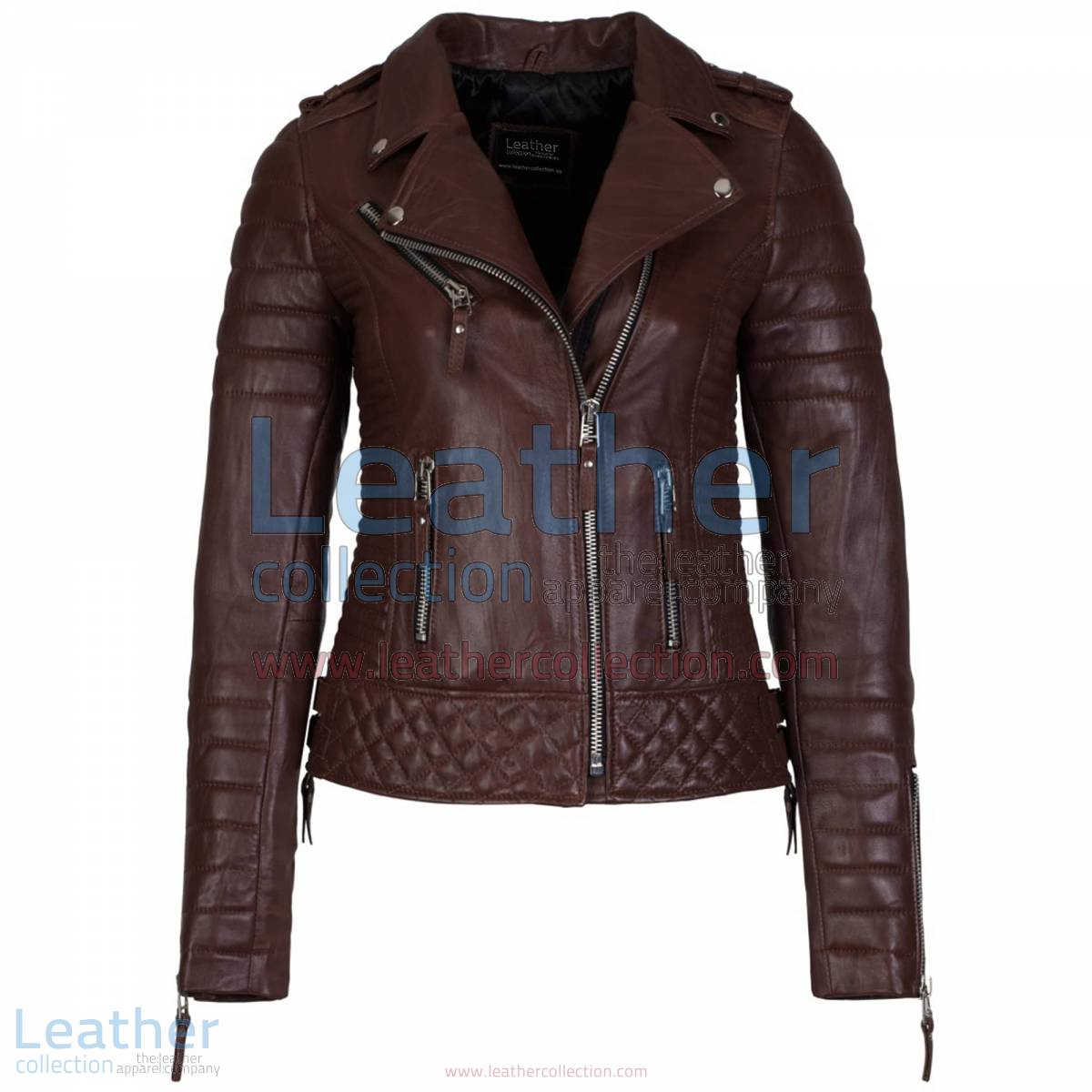 Biker Women Brown Quilted Leather Jacket | brown quilted jacket,quilted leather jacket
