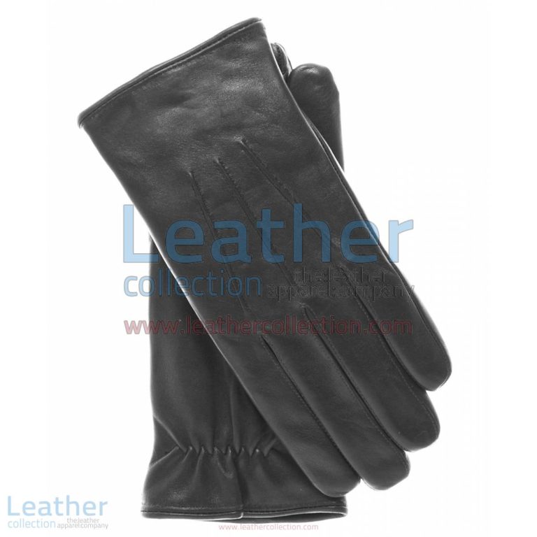 Black Lambskin Winter Leather Gloves | lambskin gloves,winter leather gloves