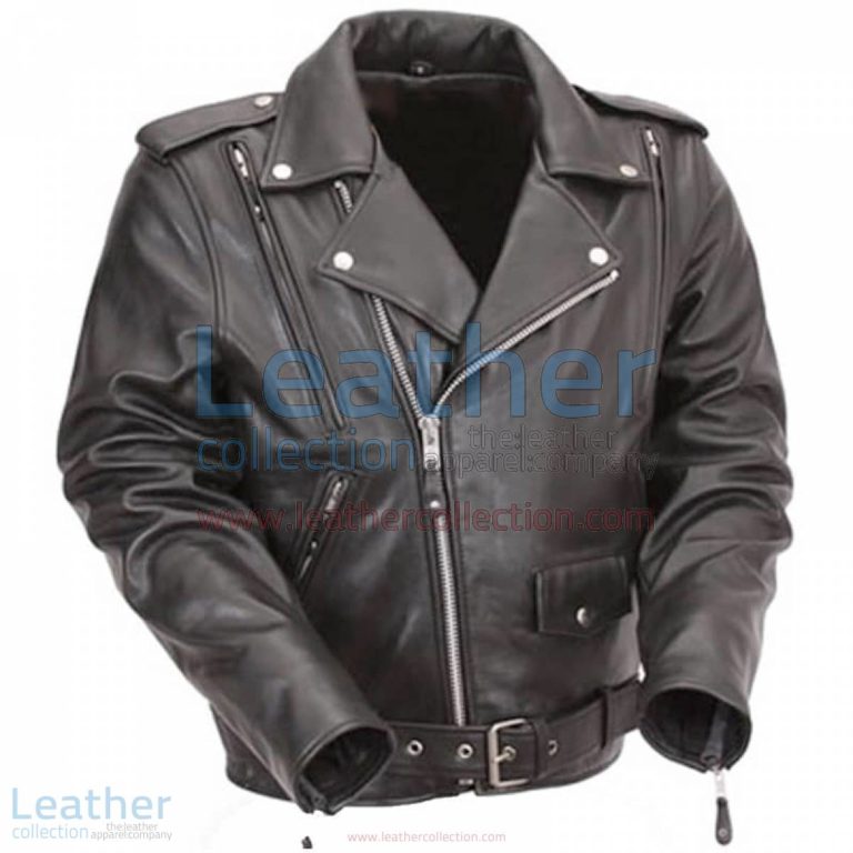 Black Leather Motorcycle Jacket with Exclusive Built-in Back Support | black motorcycle jacket,leather motorcycle jacket