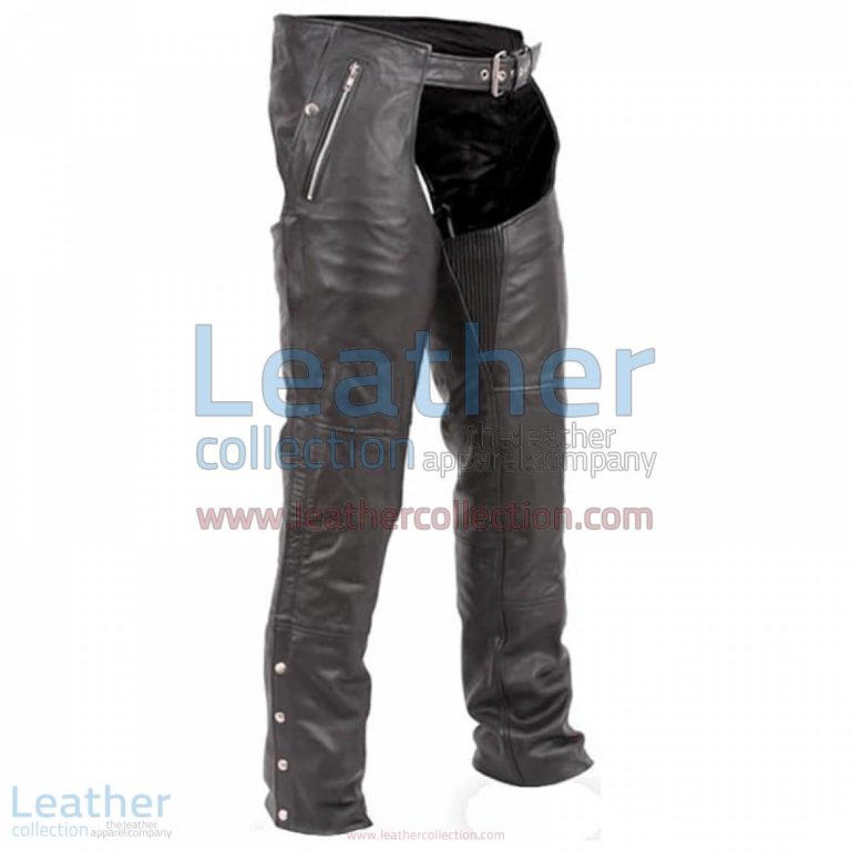 Black Premium Biker Leather Chaps | biker leather chaps,leather chaps