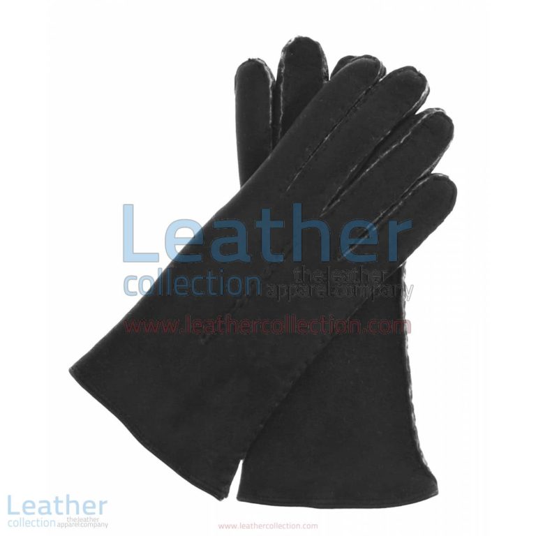 Black Suede Lamb Shearling Gloves Ladies | black suede gloves ladies,suede gloves ladies