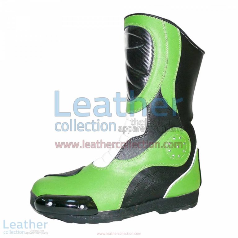 Bravo Green Leather Biker Boots | biker boots,Leather biker boots