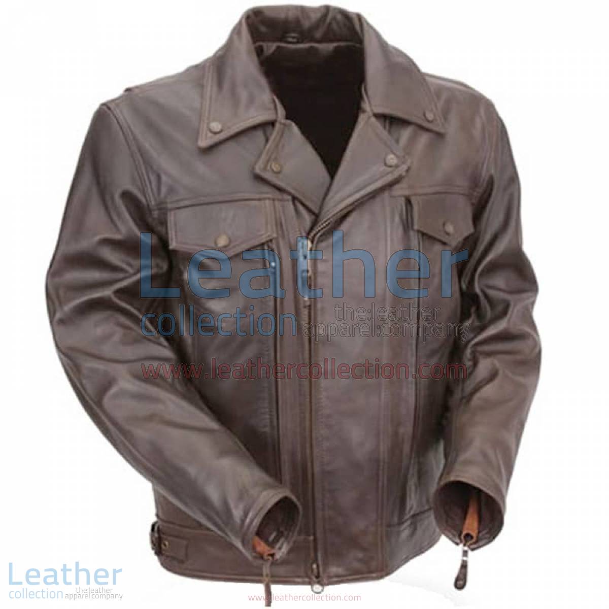 Brown Leather Pistol Pete Motorcycle Jacket with Zipper Vents | pistol pete jacket,motorcycle jacket