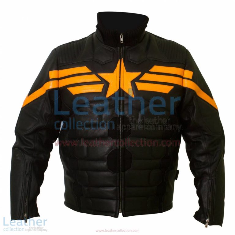 Captain America Black Biker Leather Jacket | biker leather jacket,captain america leather jacket