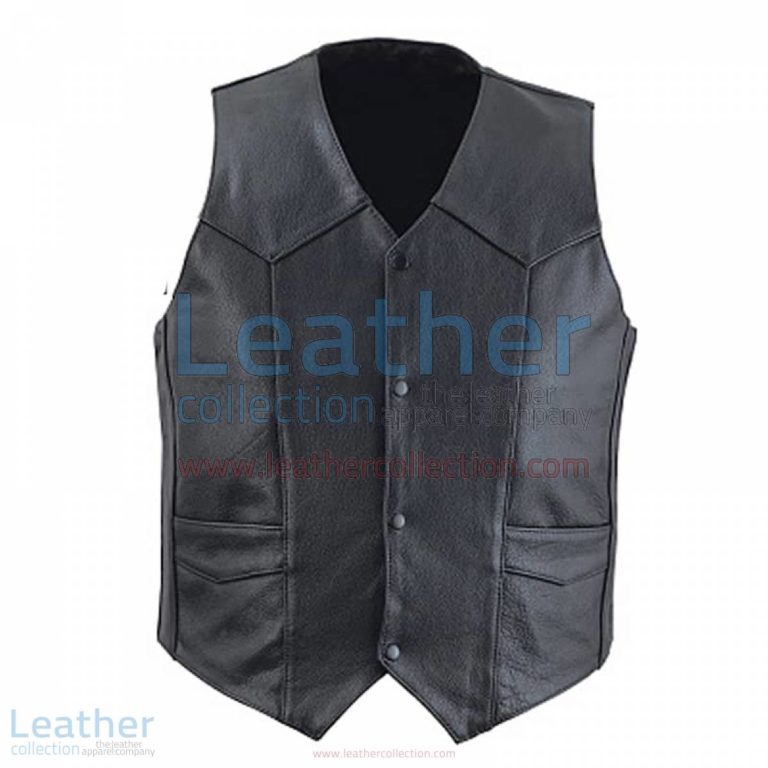 Classic Black Leather Vest for Men | black vest,leather vest for men