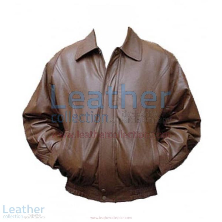 Classic Brown Bomber Leather Jacket | brown bomber jacket,brown bomber leather jacket