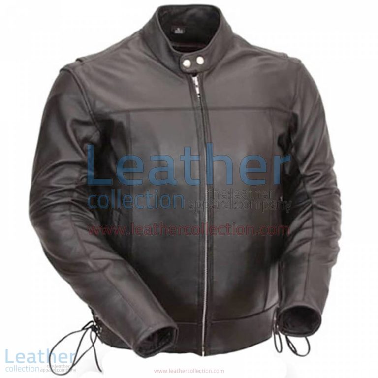 Classic Leather Scooter Jacket with Side Laces | scooter jacket,leather scooter jacket