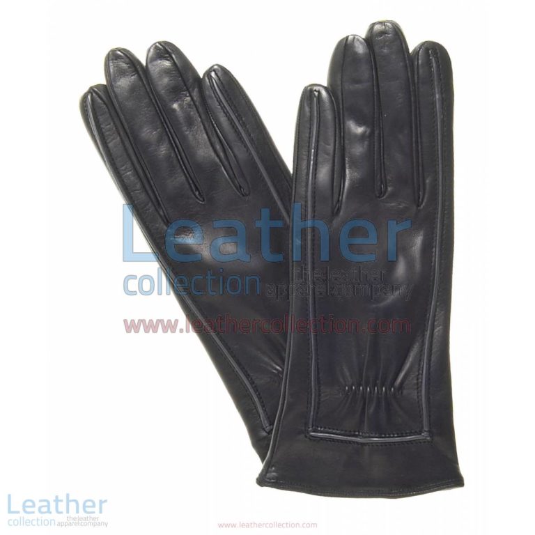 Decorative Stitching Ladies Black Leather Gloves | black leather gloves,ladies black leather gloves