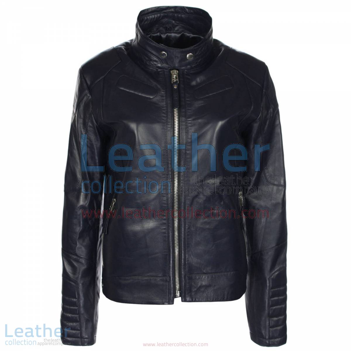 Deuce Classic Navy Biker Leather Jacket | navy jacket,navy biker jacket