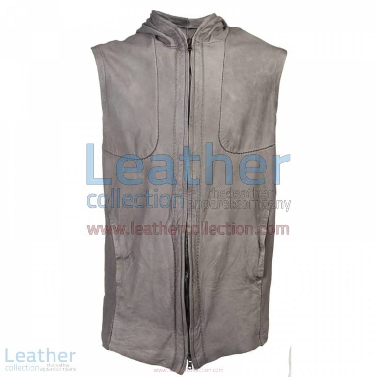 Fashion Hooded Leather Vest | hooded vest,hooded leather vest