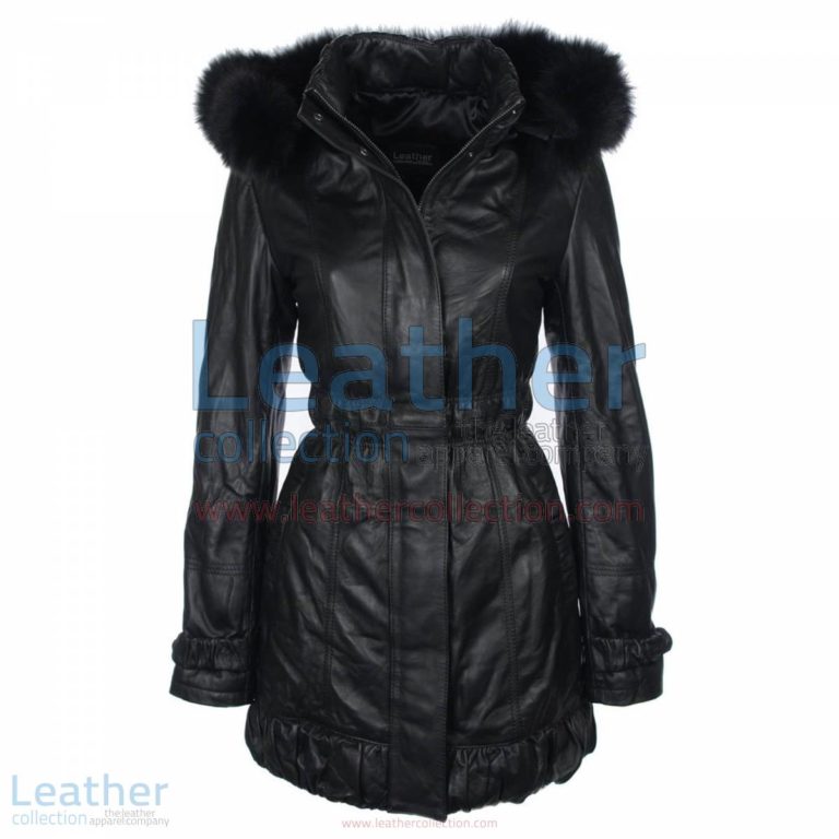 Fur Hooded Leather Coat for Ladies | leather coat for ladies,fur hooded coat