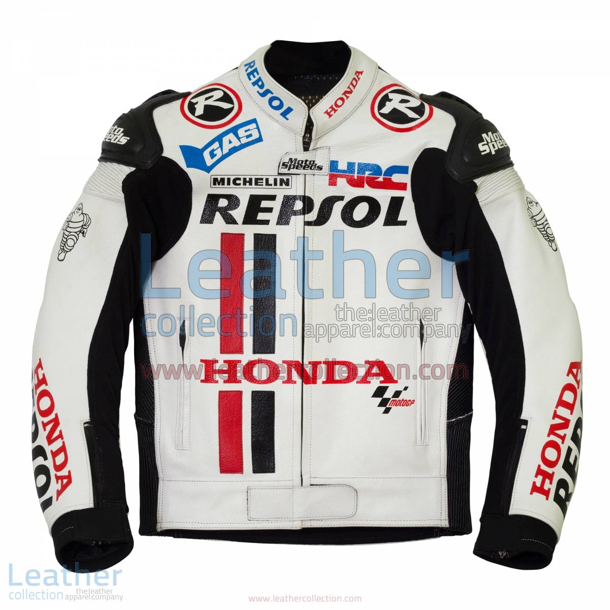 Honda Repsol White Leather Race Jacket | leather race jacket,Honda Repsol jacket