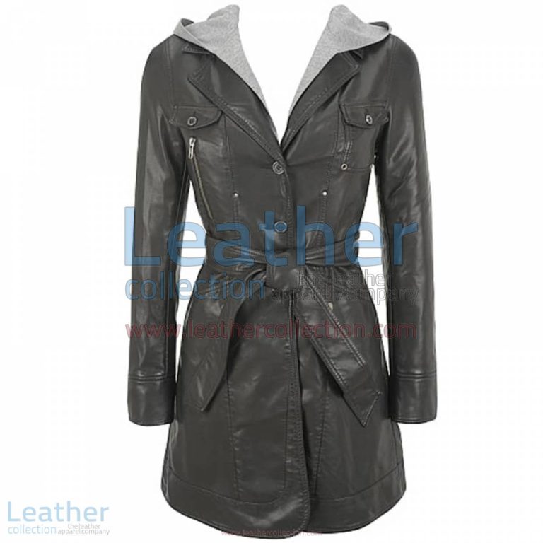 Hooded Leather 3/4 Length Coat Womens | 3/4 length coat womens,hooded leather coat