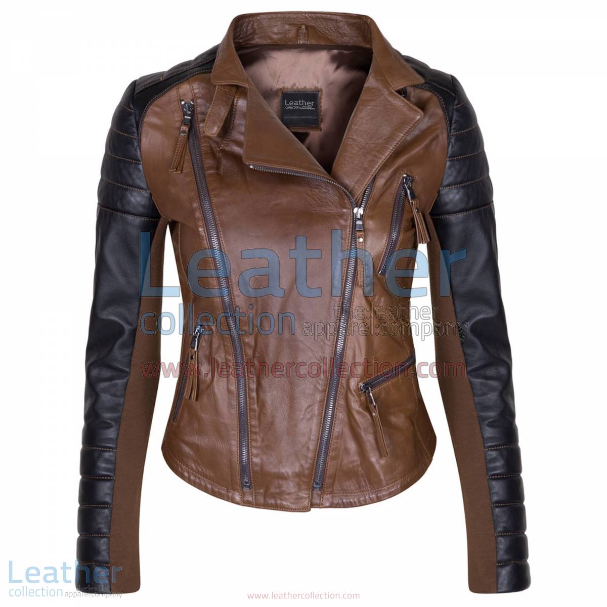 Kelly Ladies Fashion Leather Jacket Black & Brown | ladies fashion,kelly jacket