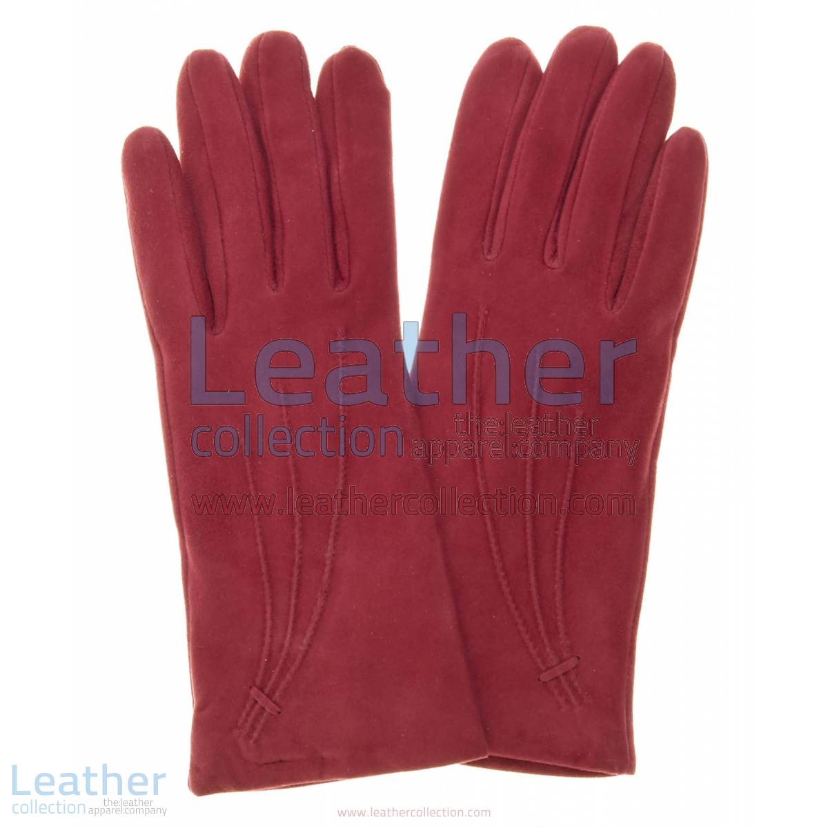Ladies Claret Cashmere Lined Suede Gloves