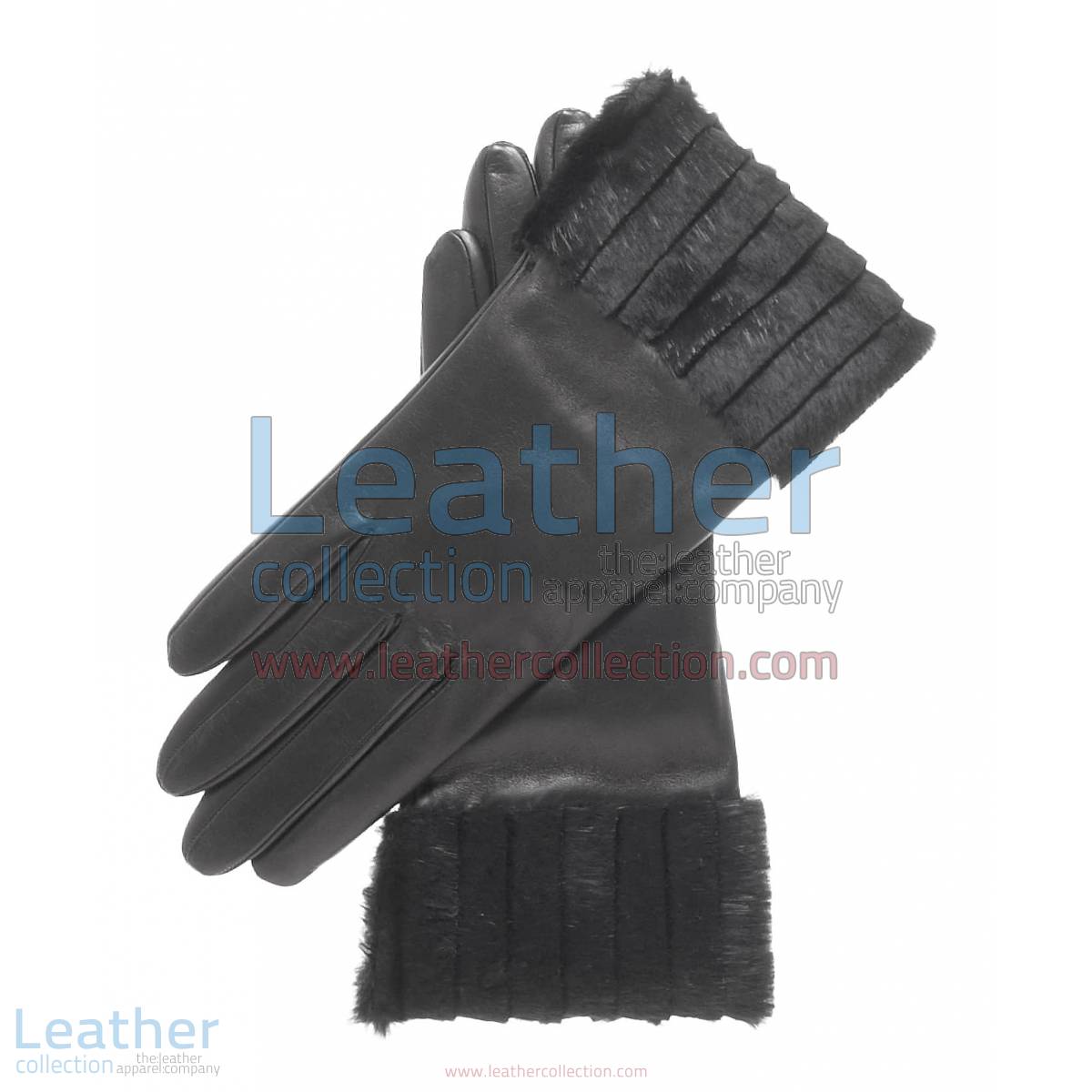 Ladies Fashion Black Fur Cuff Gloves | ladies fashion gloves,fur cuff gloves