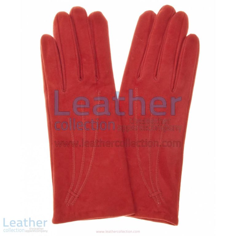 Ladies Red Suede Gloves with Cashmere Lining | ladies red gloves,red suede gloves