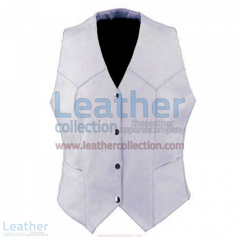 Ladies Vintage White Fashion Leather Vest | white leather vest,vintage vest
