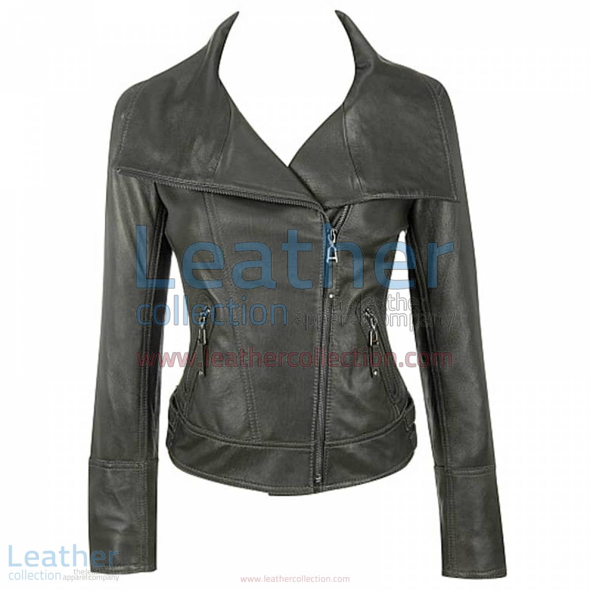 Lamb Leather Asymmetrical Black Jacket | asymmetrical black jacket,lamb leather jacket