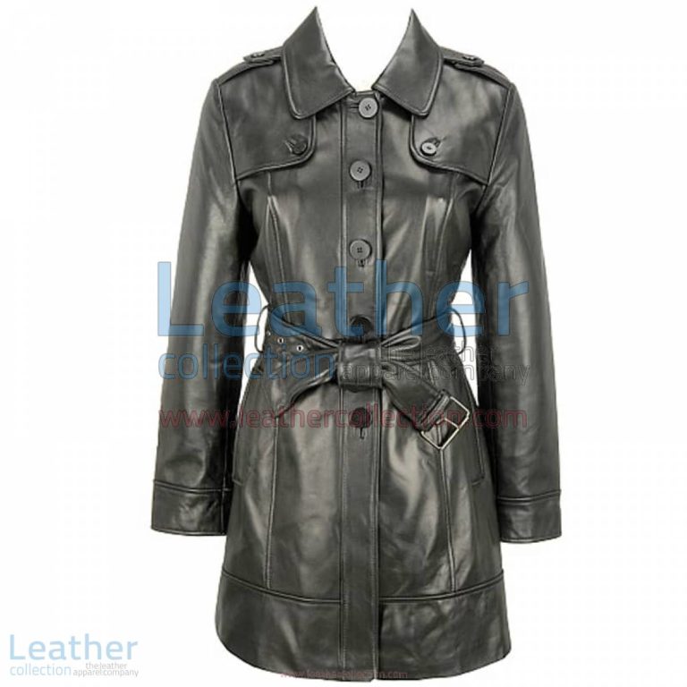 Leather 3/4 Length Asymmetrical Coat | 3/4 length coat,asymmetrical coat