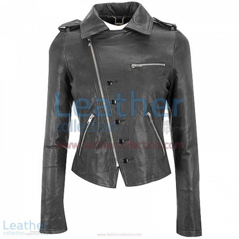 Leather Cutaway Black Asymmetrical Jacket | asymmetrical jacket,black asymmetrical jacket