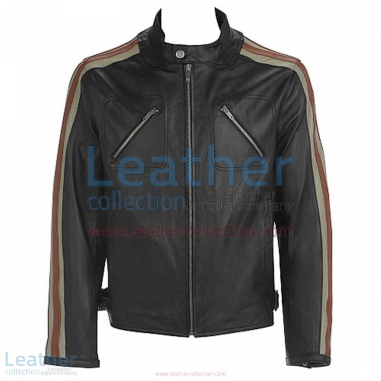 Leather Jacket With Stripes on Sleeves | jacket with stripes,leather jacket with stripes