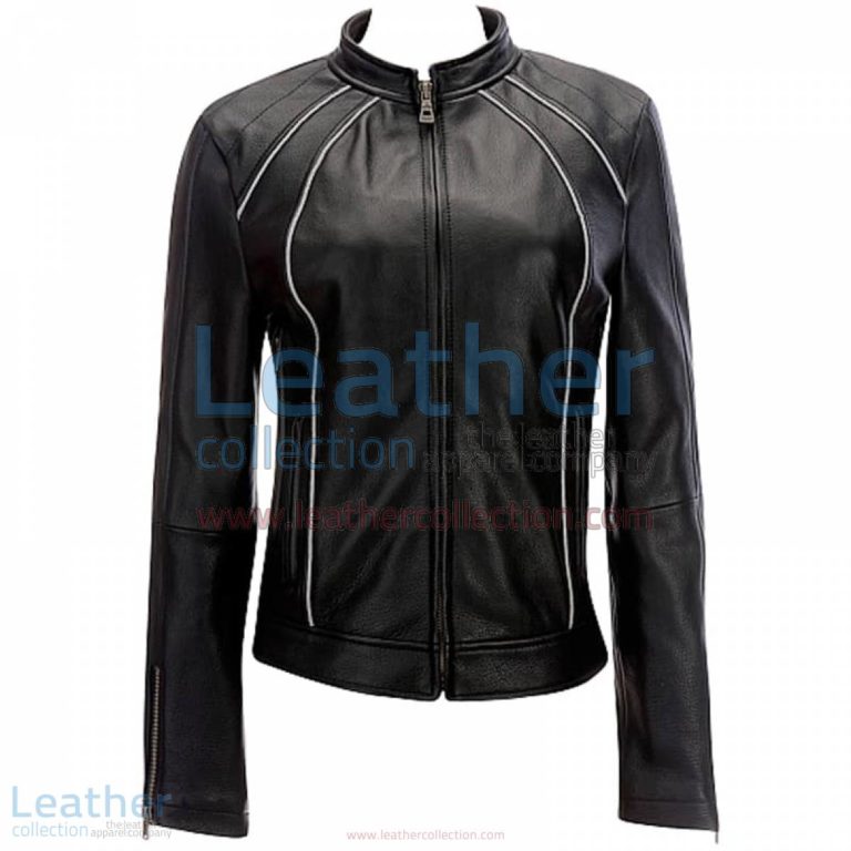 Leather Ladies Jacket With Piping | piping jacket,ladies jacket
