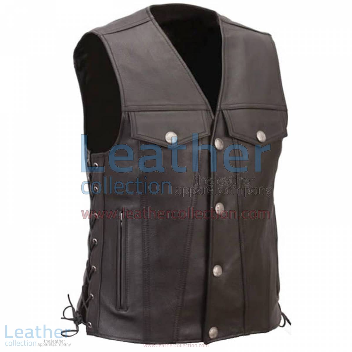 Leather Motorcycle Vest with Buffalo Nickel Snaps | leather motorcycle vest,motorcycle vest