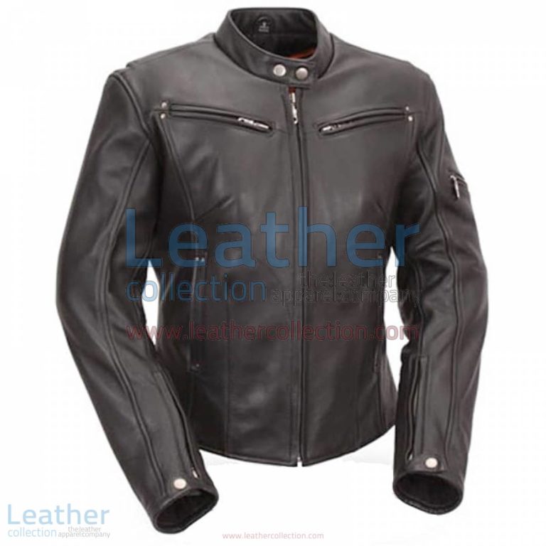 Leather Touring Jacket with Scooter Collar & Multiple Vents | touring Jacket,leather touring jacket