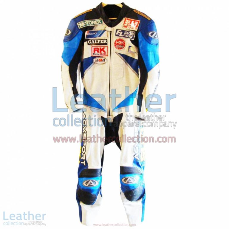 Mat Mladin Suzuki Motorcycle AMA 2002 Leathers | motorcycle leathers,suzuki motorcycle leathers