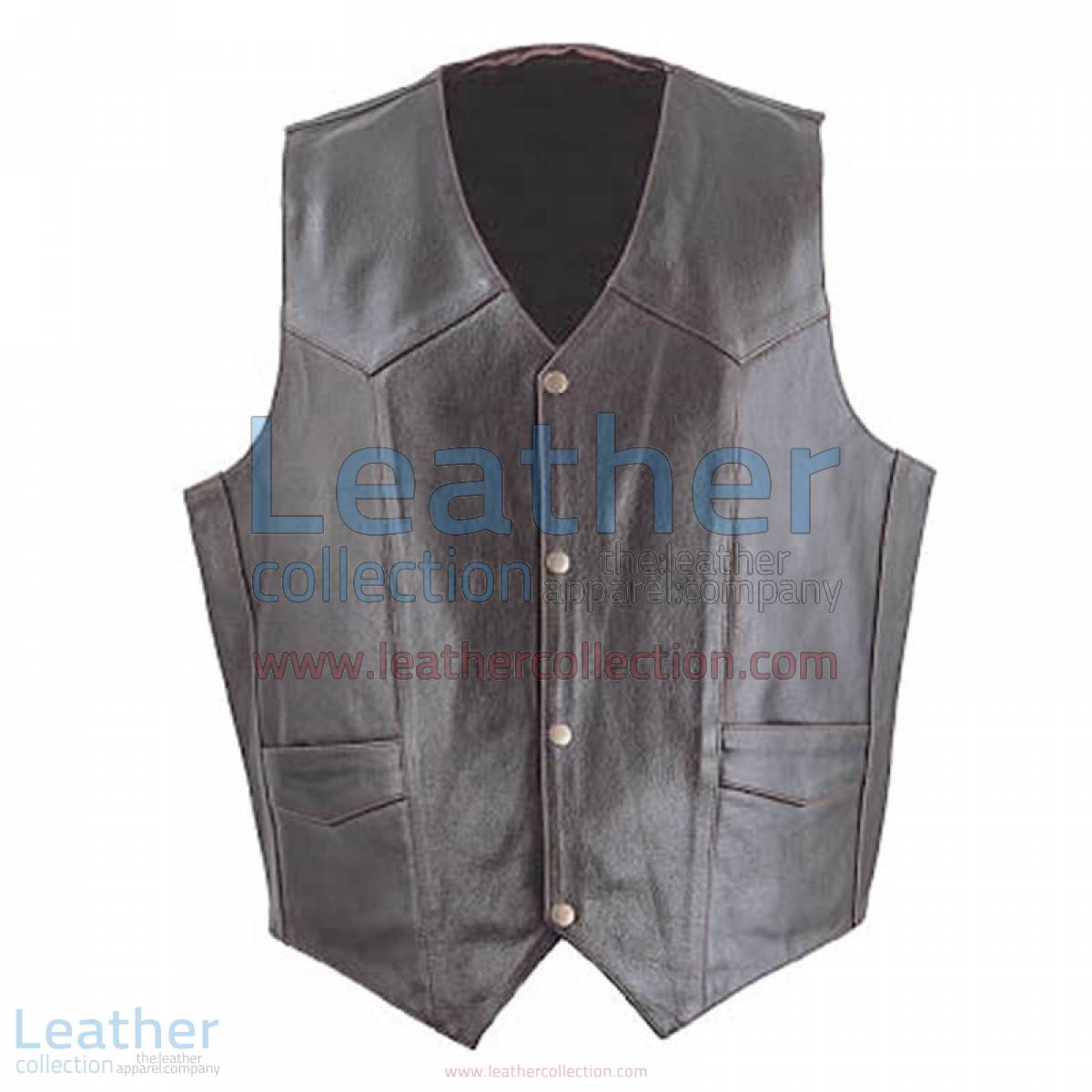 Mens Brown Classic Leather Vest | mens brown vest,classic vest