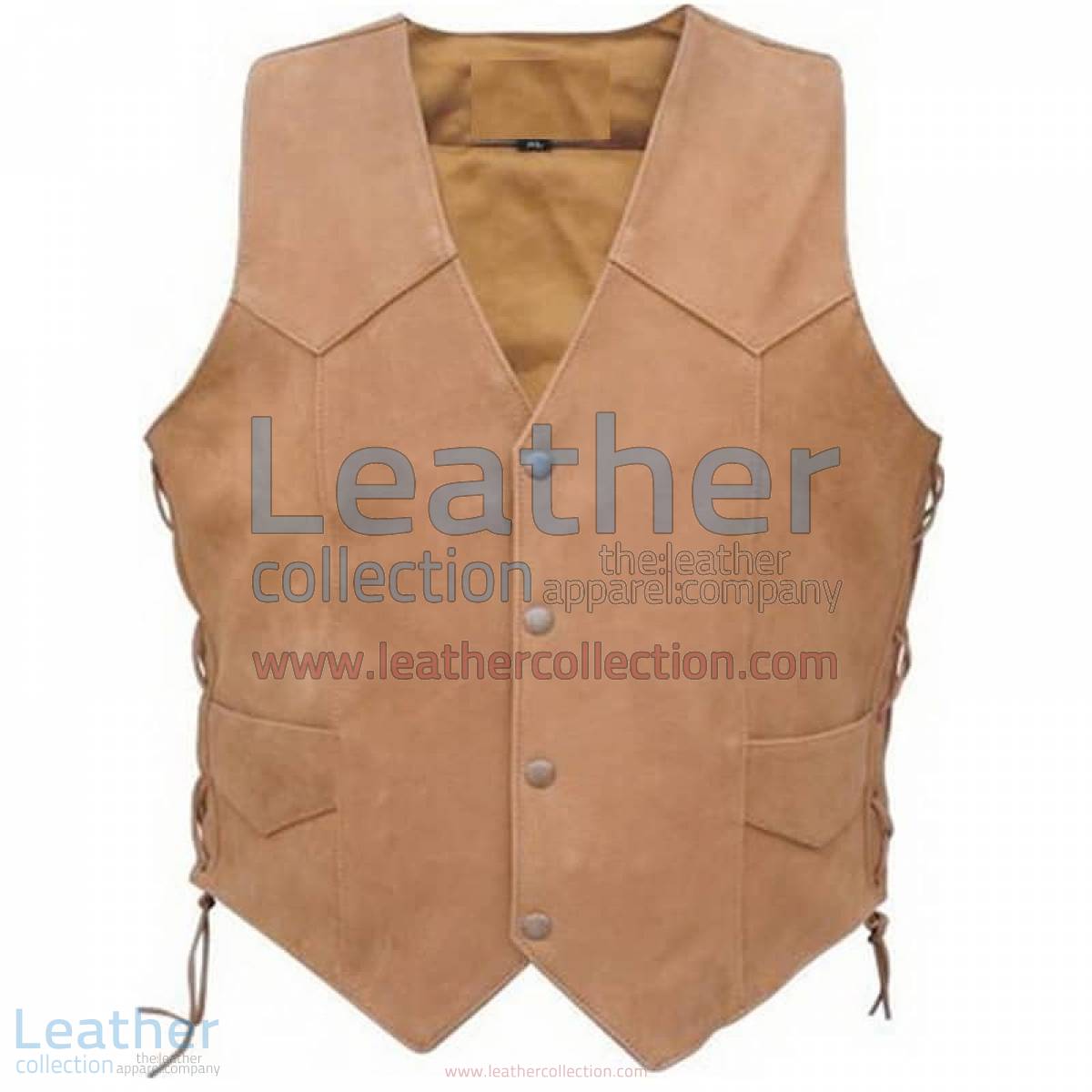 Men’s Side Lace Gun Pocket Leather Vest | side lace leather vest,gun pocket vest