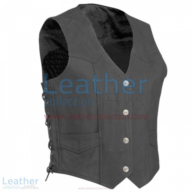 Perforated Motorcycle Leather Vest | perforated motorcycle vest,perforated leather vest