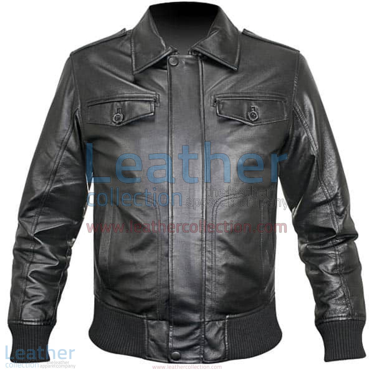 Rib Knit Retro Leather Jacket | leather jackets,retro leather jacket