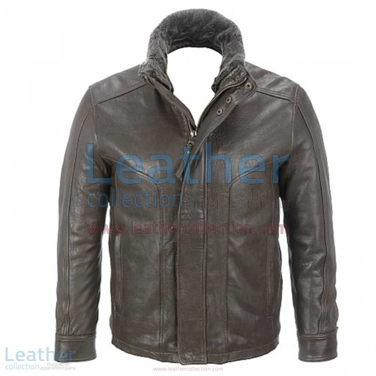 Rugged Leather Jacket with Removable Shearling Collar | rugged leather jacket,shearling collar jacket
