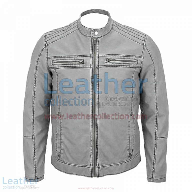 Semi Moto Gray Leather Jacket | leather jacket,gray leather jacket