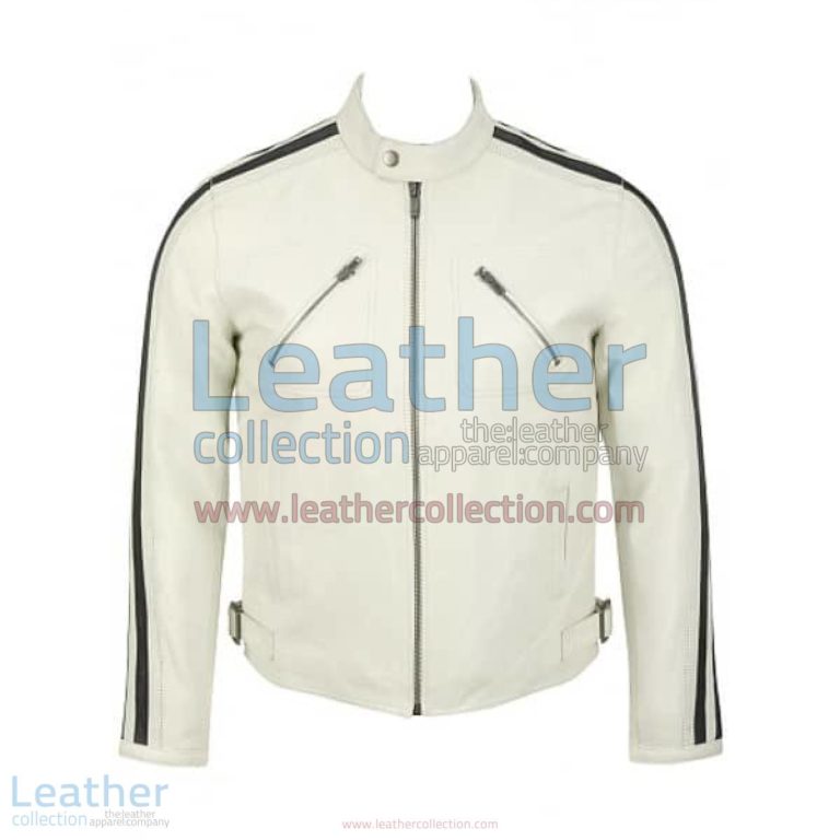 Semi Motorbike White Leather Fashion Jacket | white fashion jacket,white leather jacket