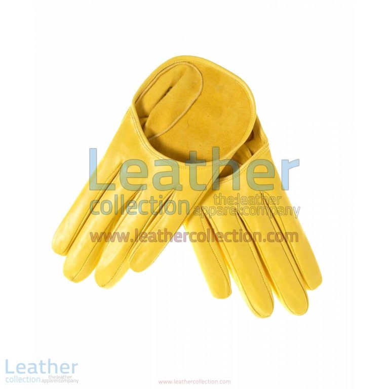 Short Yellow Fashion Leather Gloves | short gloves,short yellow gloves