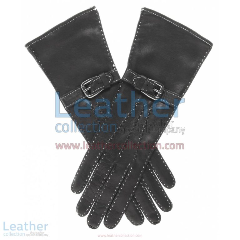 Silk Lined Leather Gloves with Decorative Buckle | silk lined leather gloves,leather gloves