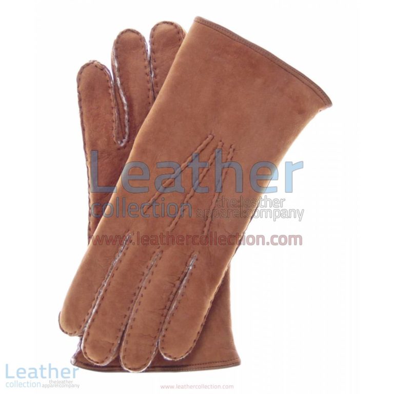 Sueded Lamb Shearling Beige Fashion Gloves | beige gloves,shearling gloves