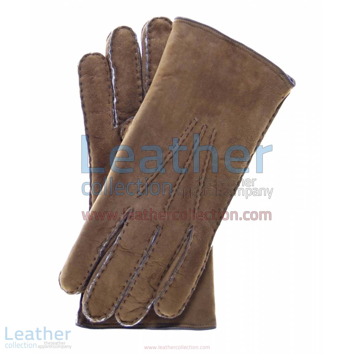 Sueded Lamb Shearling Brown Fashion Gloves | shearling gloves,brown gloves