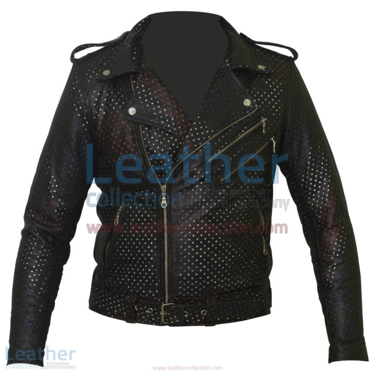 Union Jack Perforated Fashion Leather Jacket | union jack jacket,perforated leather jacket