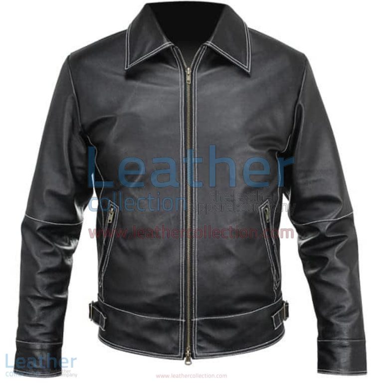 White Stitches Matte Leather Jacket For Men | matte leather jacket,leather jacket for men