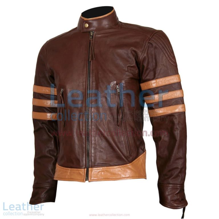 X-MEN Wolverine Origins Brown Biker Leather Jacket | brown biker leather jacket,x-men wolverine jacket