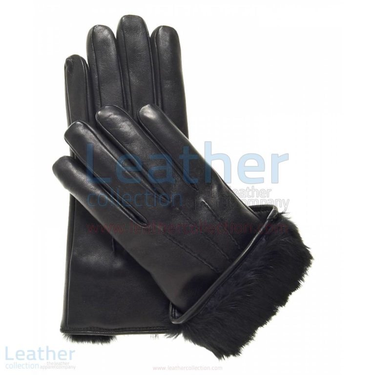 Black Fur Cuff Leather Gloves –  Gloves