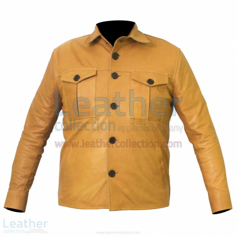 Buttoned Front Lamb Skin Shirt Style Jacket –  Jacket